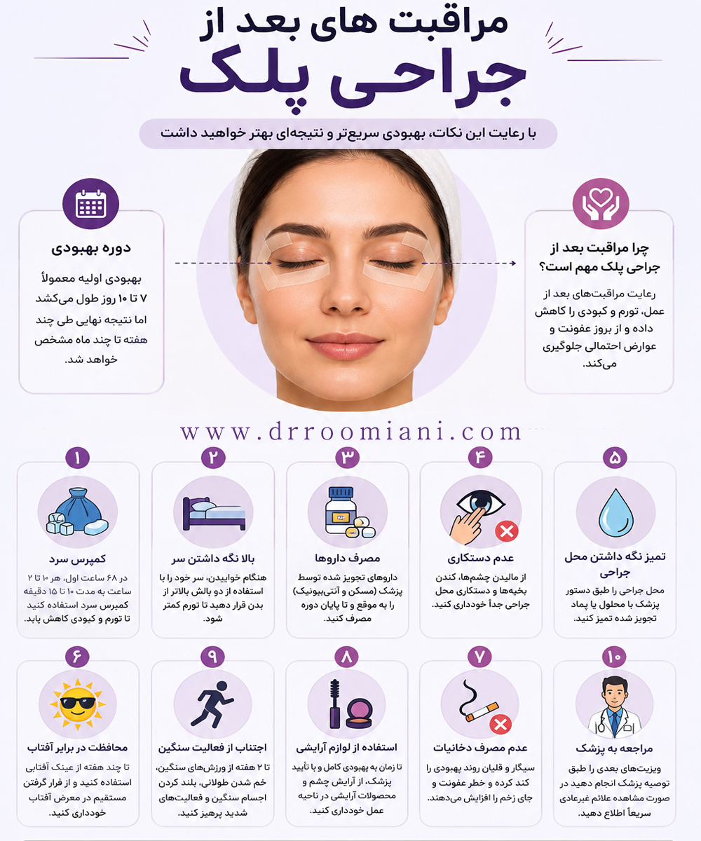 مراقبت های بعد از جراحی پلک + دکتر مریم رومیانی